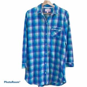 VS Plaid Nightshirt Blue Purple Green Small